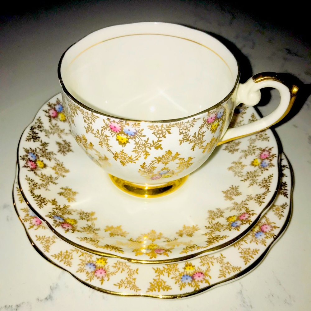 Queen Anne Vintage Tea Cup 3 piece set. #5483